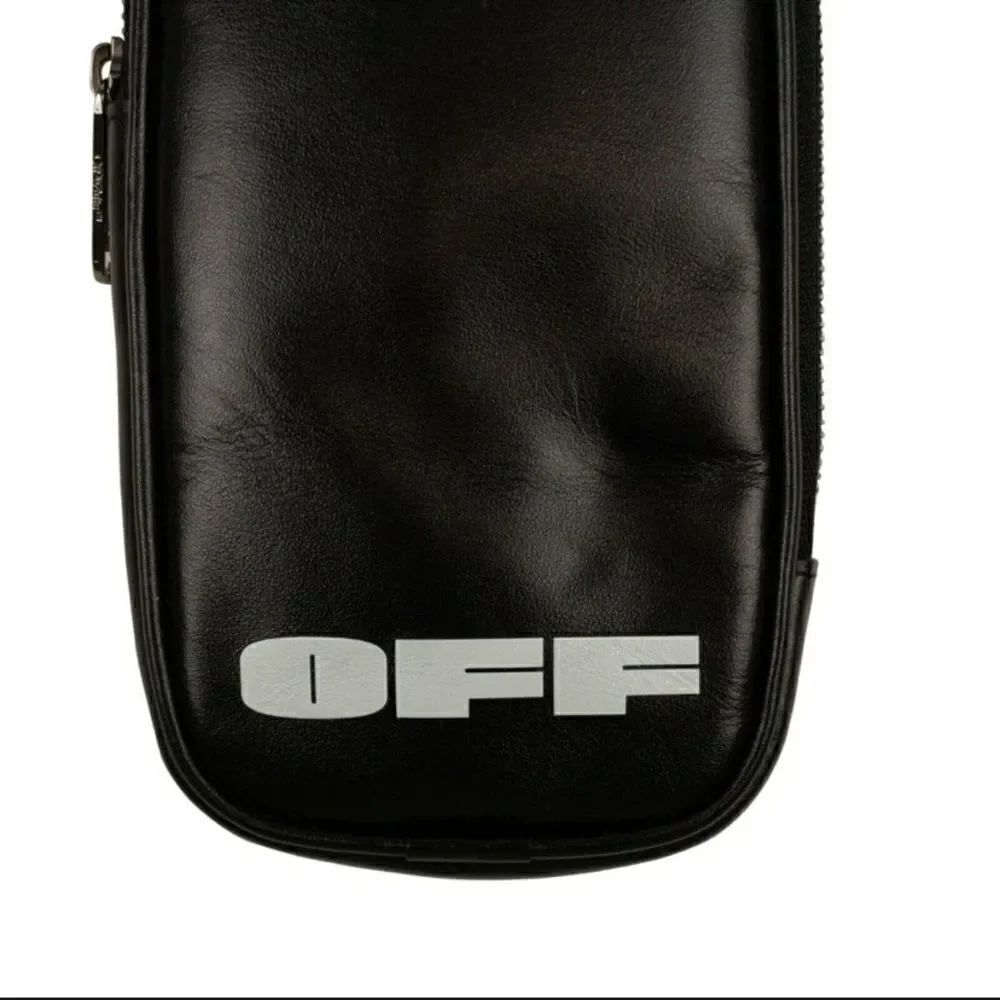 Black Logo Leather Phone Holder